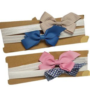 Banded Hair Bow Headbands Infant Baby Set of 4 NEW
